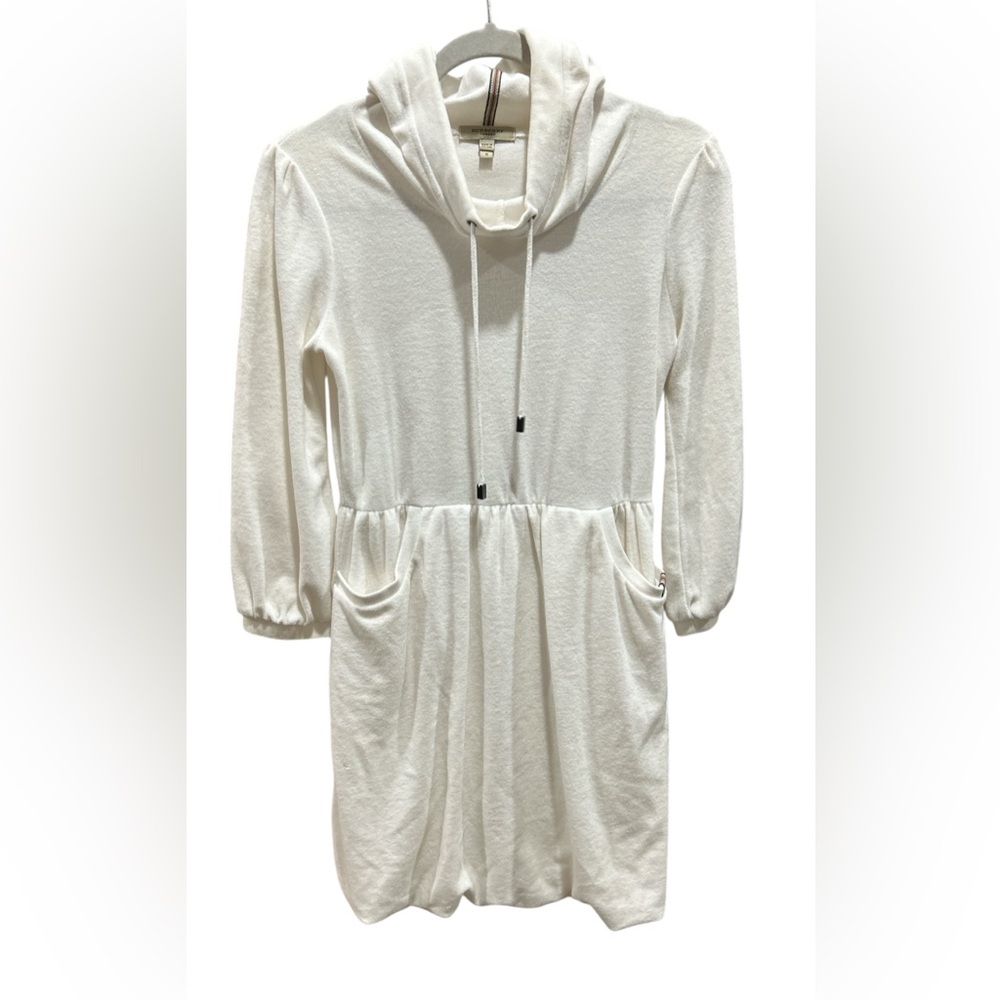 Burberry London Cotton Blend White Hooded Dress. Size S. EUC